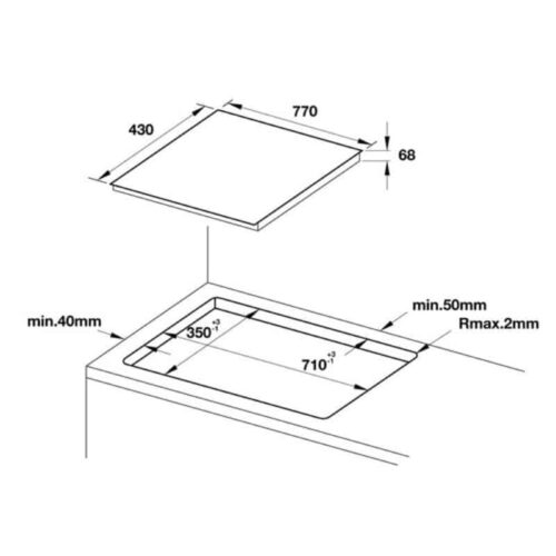 Bếp từ 3 vùng nấu Hafele HC-IF77A 536.61.555 3 Kích thước bếp từ Hafele HC-IF77A 536.61.555