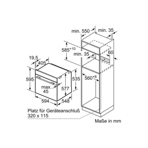 Kích thước lò nướng BOSCH HBG634HS1