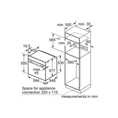 Lò nướng BOSCH HSG636ES1 Serie 8 8 Kích thước lò nướng BOSCH HSG636ES1