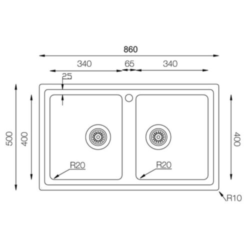 Chậu rửa bát Konox Turkey Beta 860 3 Kích thước chậu rửa bát Konox Turkey Beta 860
