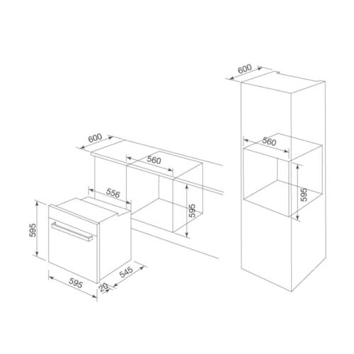 Kích thước lò nướng điện âm tủ MALLOCA MOV-LX74