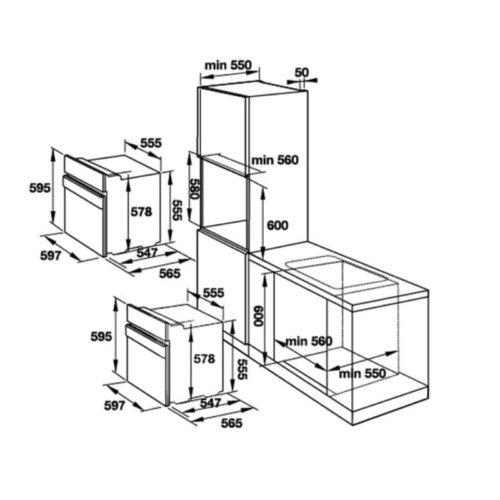 Kích thước lò nướng Hafele 535.00.300