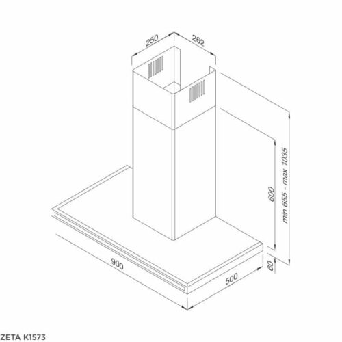 Kích thước máy hút khói khử mùi MALLOCA ZETA K1573