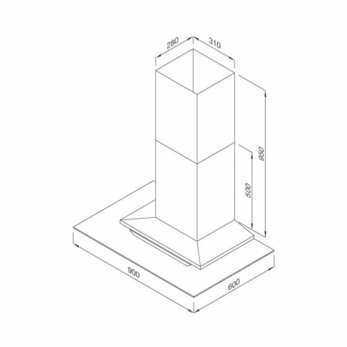 Máy hút khử mùi đảo MALLOCA MC 9066 ISLAND NEW 3 Kích thước máy hút khử mùi đảo MALLOCA MC 9066 ISLAND NEW