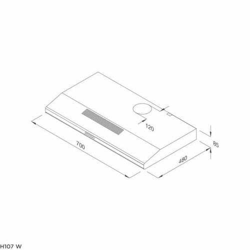 Máy hút mùi Malloca H107 W 3 Kích thước máy hút mùi Malloca H107 W