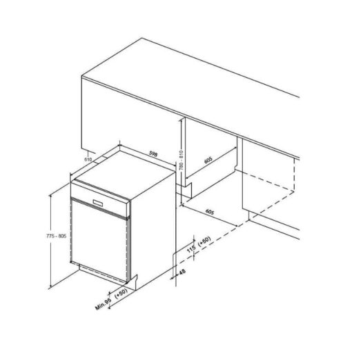 Máy rửa bát Eurosun SMS78EU12EB 13+ bộ 8 Kích thước máy rửa bát Eurosun SMS78EU12EB 13+ bộ