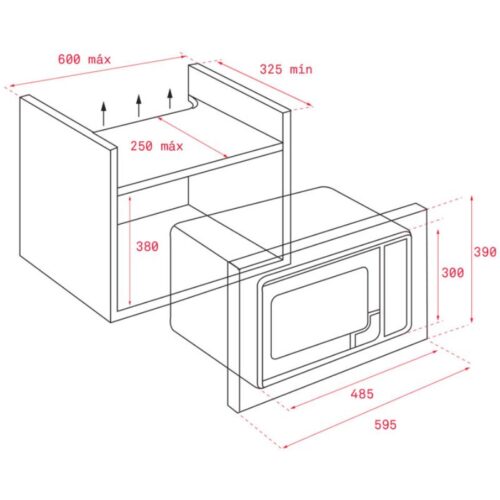 Kích thước lò vi sóng TEKA MS 620 BIH
