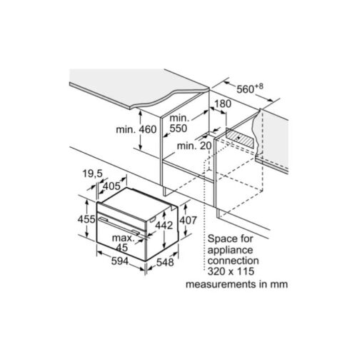 Lò nướng kết hợp vi sóng Bosch CMG633BS1B 7 Kích thước lò nướng kết hợp vi sóng Bosch CMG633BS1B