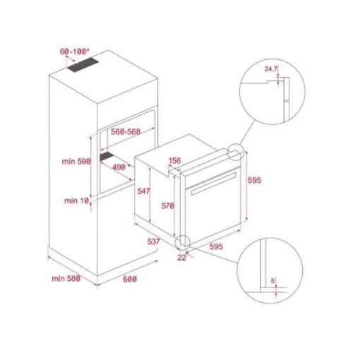 Lò nướng HCB 6525 111020029 4 Kích thước của Lò nướng Teka HCB 6525