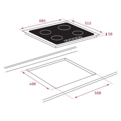 Kích thước bếp từ Teka IZF 65320 BK MSP