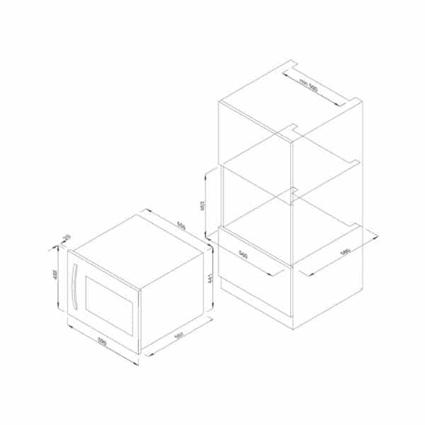 Kích thước của Tủ Rượu Malloca MWC-22S Kích thước của Tủ Rượu Malloca MWC-22S