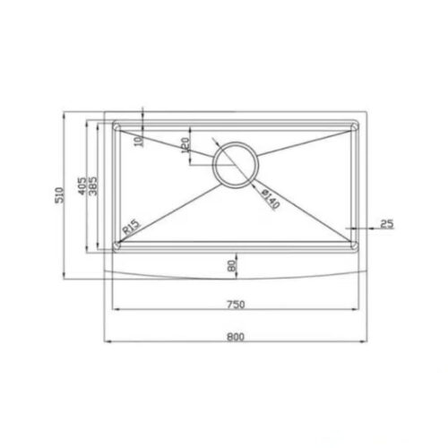 Chậu rửa bát Konox Workstation - Apron Sink KN8051AS Curve 3 Kích thước chậu rửa bát Konox Workstation - Apron Sink KN8051AS Curve