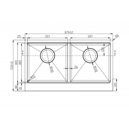 Chậu rửa bát Konox Workstation - Apron Sink KN8751DA Retta 3 Kích thước chậu rửa bát Konox Workstation - Apron Sink KN8751DA Retta