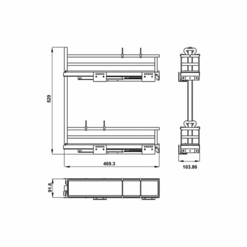 Bộ rổ gia vị Hafele Omero 549.20.891 200mm (trái) 5 Bộ rổ gia vị Hafele Omero 549.20.891 200mm (trái)