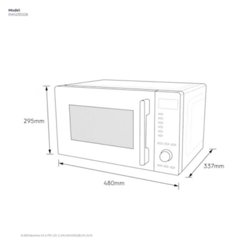 Lò vi sóng mini có nướng đối lưu 23L Electrolux EMG23D22B 5 Kích thước lò vi sóng mini có nướng đối lưu 23L Electrolux EMG23D22B