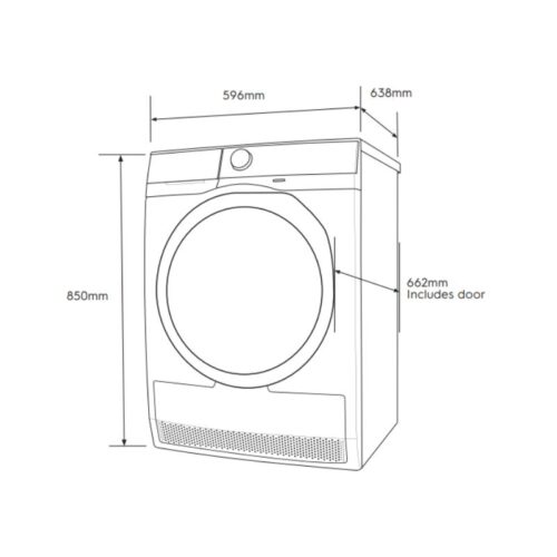Máy sấy bơm nhiệt Electrolux 9kg EDH903R9WB 6 Kích thước máy sấy bơm nhiệt Electrolux 9kg EDH903R9WB