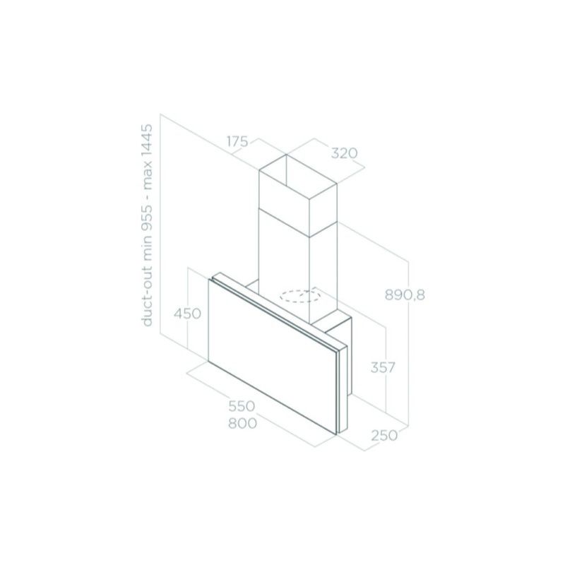 Kích thước máy hút mùi áp tường Elica PLAT BL/F/80 PRF0164874 Kích thước máy hút mùi áp tường Elica PLAT BL/F/80 PRF0164874