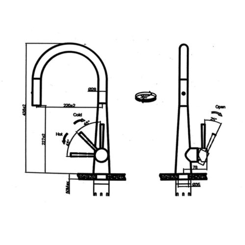 Vòi rửa bát Fagor T2145A-SS 4 Kích thước vòi rửa bát Fagor T2145A-SS