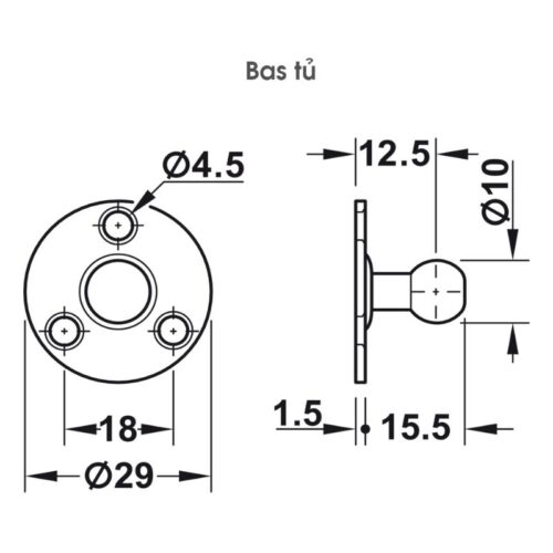 Pittong đẩy cánh tủ 80N Hafele 373.82.907 6 Bas tủ pittong đẩy cánh tủ 80N Hafele 373.82.907