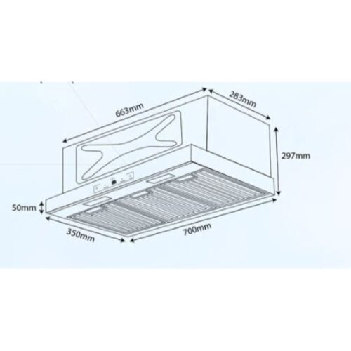 Máy hút mùi âm tủ Kocher Turbo X-350N 3 Kích thước máy hút mùi âm tủ Kocher Turbo X-350N