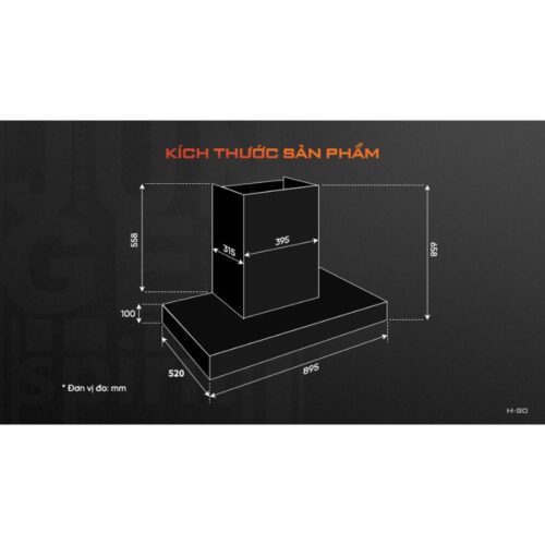 Máy hút mùi âm tủ Junger H-90 4 kich thuoc may hut mui am tu junger h 90