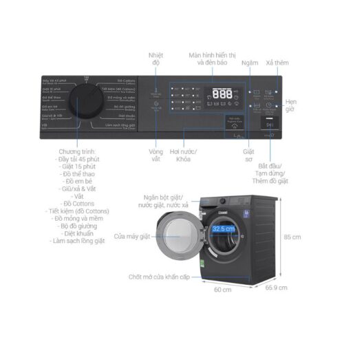 Máy giặt Electrolux 10 kg EWF1024D3SC 5 kich thuoc may giat electrolux 10 kg ewf1024d3sc