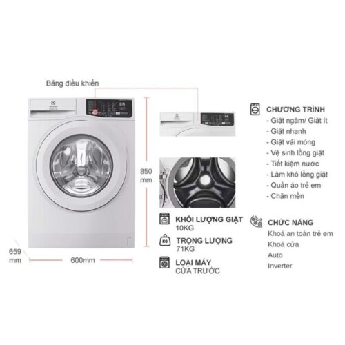 kich thuoc may giat electrolux inverter 10 kg ewf1025dqwb cua truoc