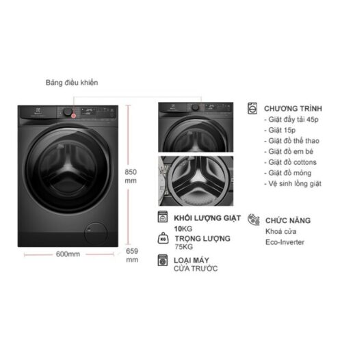 kich thuoc may giat electrolux inverter 10 kg ewf1043r7sc cua truoc