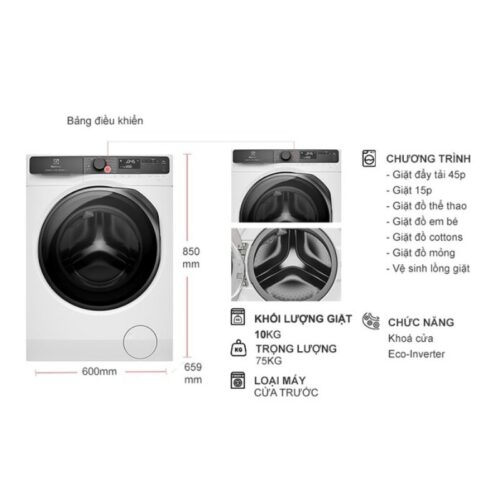 Máy Giặt Electrolux Inverter 10 Kg EWF1043R7WC cửa trước 5 kich thuoc may giat electrolux inverter 10 kg ewf1043r7wc cua truoc