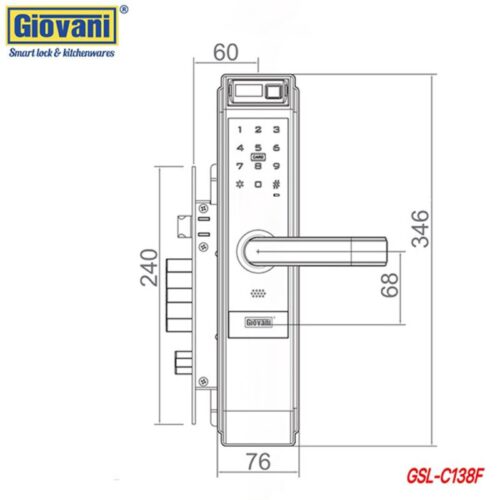 Khóa vân tay thông minh Giovani GSL-C138F 5 kich thuoc khoa van tay thong minh giovani gsl c138f