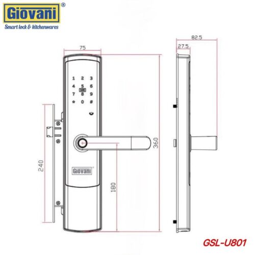 Khóa vân tay thông minh GIOVANI GSL-U801S 5 kich thuoc khoa van tay thong minh giovani gsl u801s