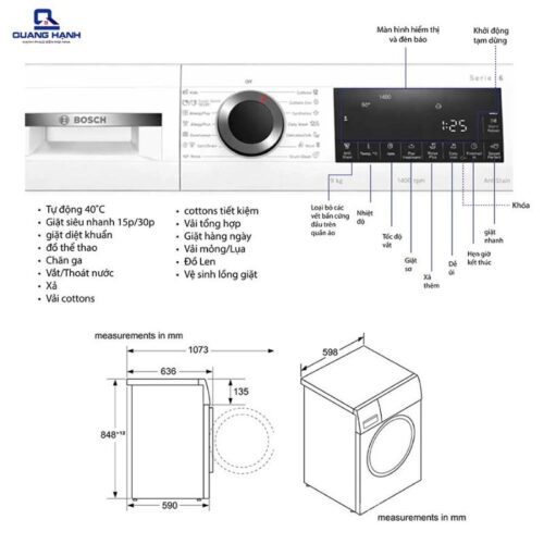 Máy giặt quần áo Bosch WGG24400SG 6 kich thuoc may giat quan ao bosch wgg24400sg